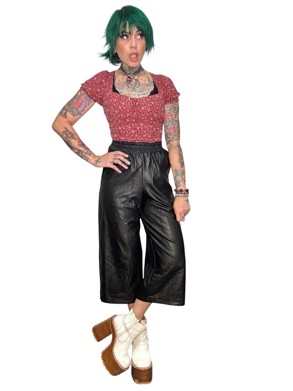 Pull & Bear Leather culottes NWOT